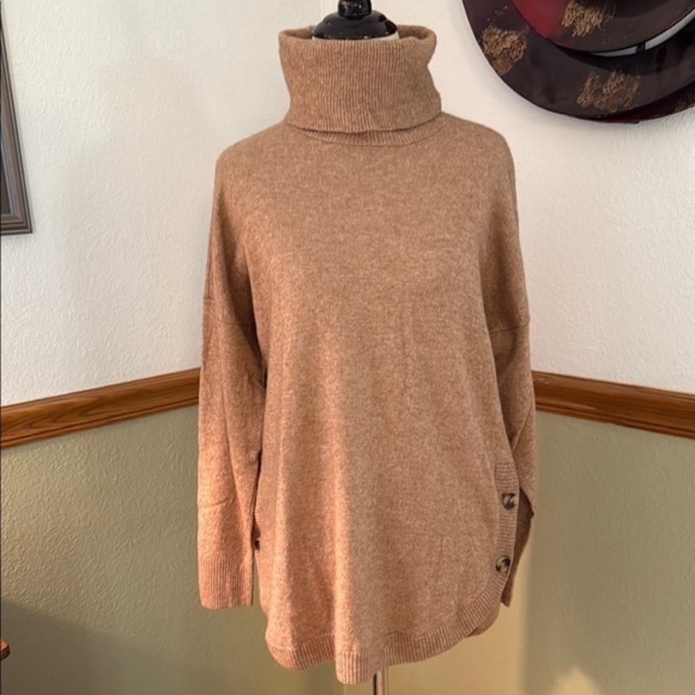 Madewell Crestland wool alpaca blend brown turtleneck tunic sweater large